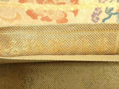平和屋着物●六通柄袋帯 名物裂詩集 金糸 正絹 逸品 CAAJ0572eg