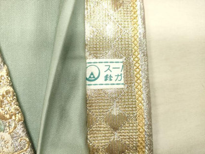 平和屋着物●六通柄袋帯 唐織 雪輪花蝶文 金銀糸 鈴乃屋扱い 正絹 逸品 CAAJ0899eg