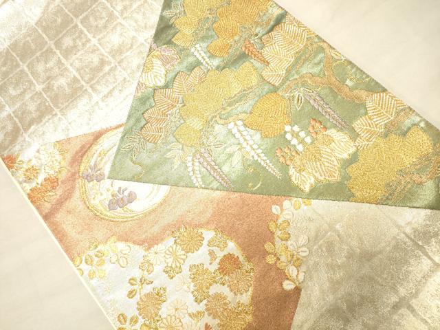 平和屋着物●六通太鼓柄袋帯 草花丸文 金銀糸 正絹 逸品 CAAJ0986eg