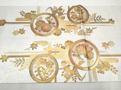 平和屋着物●六通太鼓柄袋帯 花蝶丸文 金彩 逸品 CAAJ2070hy