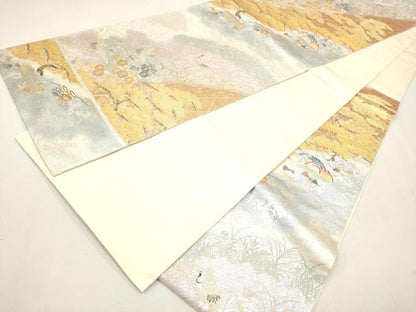 平和屋着物●六通柄袋帯 瑞鶴松峰文 金銀糸 逸品 CAAJ2106