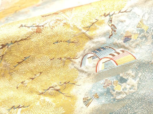 平和屋着物●六通柄袋帯 瑞鶴松峰文 金銀糸 逸品 CAAJ2106