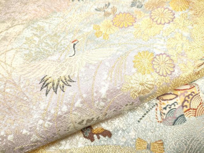 平和屋着物●六通柄袋帯 瑞鶴松峰文 金銀糸 逸品 CAAJ2106