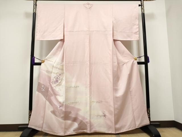 平和屋着物●訪問着 総刺繍 鏡裏草花文 暈し染め 金銀彩 正絹 逸品 CAAJ2313hy