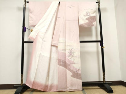 平和屋着物●訪問着 総刺繍 鏡裏草花文 暈し染め 金銀彩 正絹 逸品 CAAJ2313hy