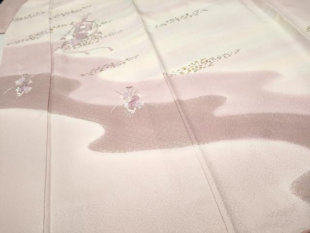 平和屋着物●訪問着 総刺繍 鏡裏草花文 暈し染め 金銀彩 正絹 逸品 CAAJ2313hy