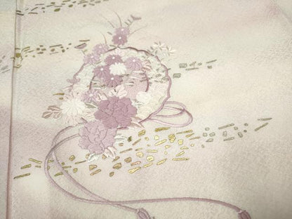 平和屋着物●訪問着 総刺繍 鏡裏草花文 暈し染め 金銀彩 正絹 逸品 CAAJ2313hy