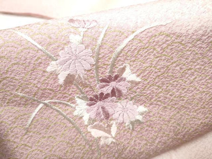 平和屋着物●訪問着 総刺繍 鏡裏草花文 暈し染め 金銀彩 正絹 逸品 CAAJ2313hy