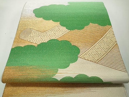 平和屋着物◎綴れ 太鼓柄袋帯 雲取り絵巻文 金銀糸 正絹 逸品 CAAJ4914yk