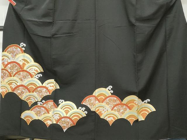 平和屋着物■豪華黒留袖　駒刺繍　青海波　金彩　正絹　逸品　CAAJ5111yk