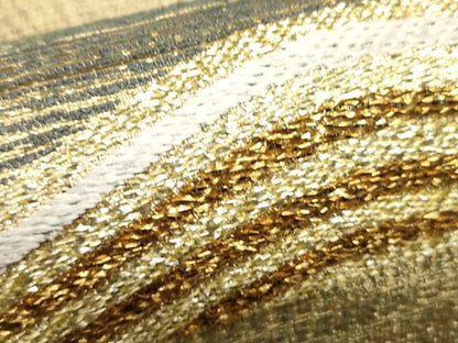 平和屋着物●六通柄袋帯 献上市松取文 金銀糸 正絹 逸品 CAAJ6093ak