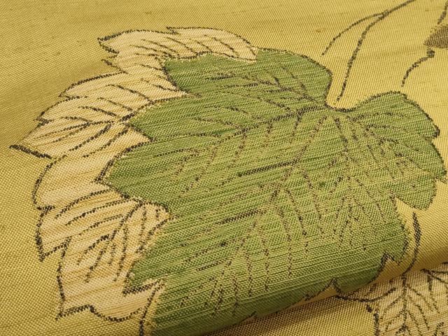 平和屋着物●六通柄本袋帯　紬地　葡萄蔦の葉文　正絹　逸品　CAAJ6098ak