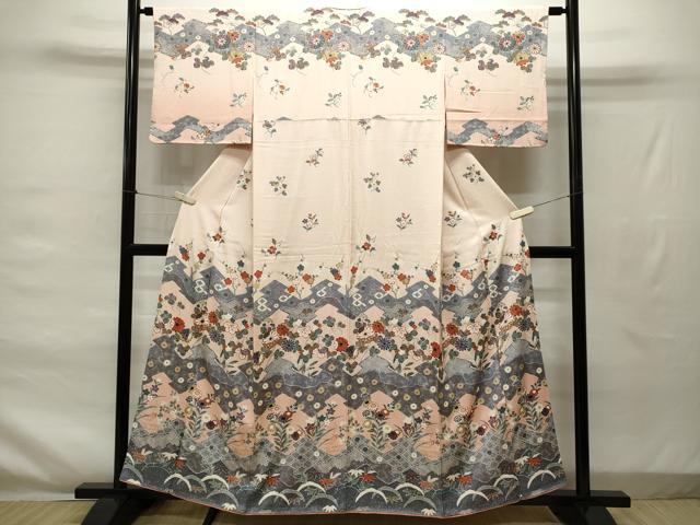 平和屋着物■付下げ　吉祥草花文　暈し染め　正絹　逸品　CAAJ8708ze