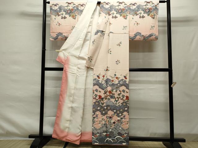 平和屋着物■付下げ　吉祥草花文　暈し染め　正絹　逸品　CAAJ8708ze