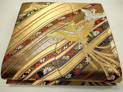 平和屋着物●六通柄袋帯 唐織 鳳凰花文 金銀糸 正絹 逸品 CAAJ9483th