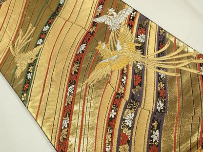 平和屋着物●六通柄袋帯 唐織 鳳凰花文 金銀糸 正絹 逸品 CAAJ9483th