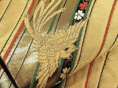 平和屋着物●六通柄袋帯 唐織 鳳凰花文 金銀糸 正絹 逸品 CAAJ9483th
