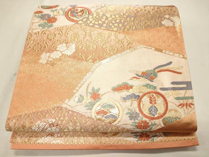 平和屋着物◎六通柄袋帯 切嵌花鳥丸文 金糸 逸品 CAAJ9613oy