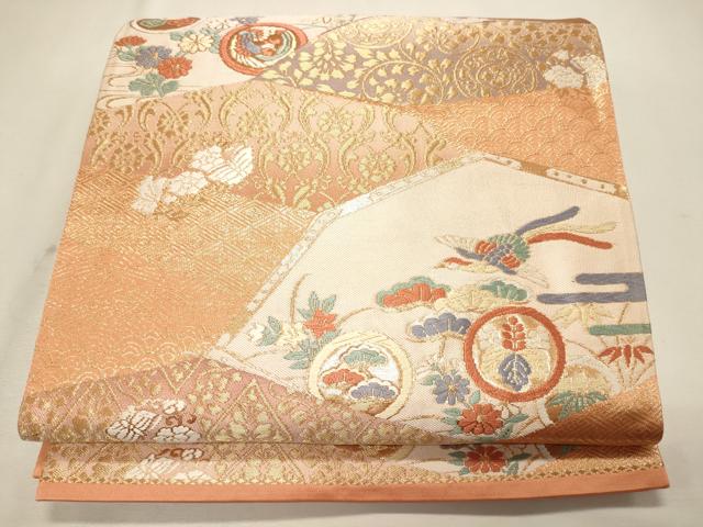 平和屋着物◎六通柄袋帯 切嵌花鳥丸文 金糸 逸品 CAAJ9613oy