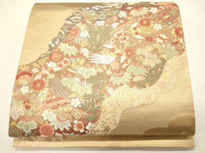 平和屋着物◎六通柄袋帯 道長花鳥文 金糸 逸品 CAAJ9616oy
