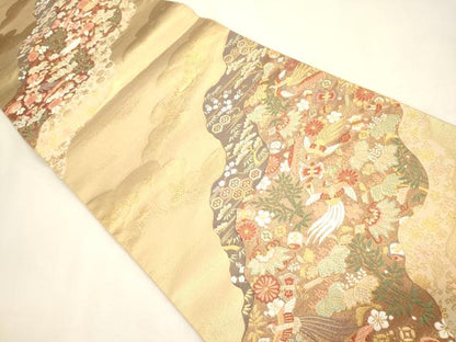 平和屋着物◎六通柄袋帯 道長花鳥文 金糸 逸品 CAAJ9616oy