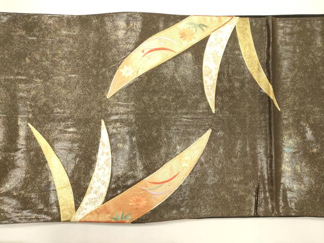 平和屋着物◎六通太鼓柄袋帯 駒刺繍 吉祥草花文 金糸 逸品 CAAJ9621oy
