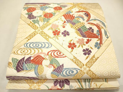 平和屋着物◎六通柄袋帯 唐織錦 格天井文 金糸 逸品 CAAJ9622oy