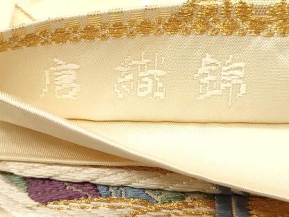 平和屋着物◎六通柄袋帯 唐織錦 格天井文 金糸 逸品 CAAJ9622oy