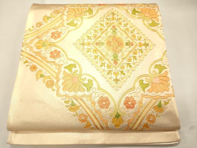 平和屋着物◎六通太鼓柄袋帯 駒刺繍 菱花唐草文 逸品 CAAJ9645oy