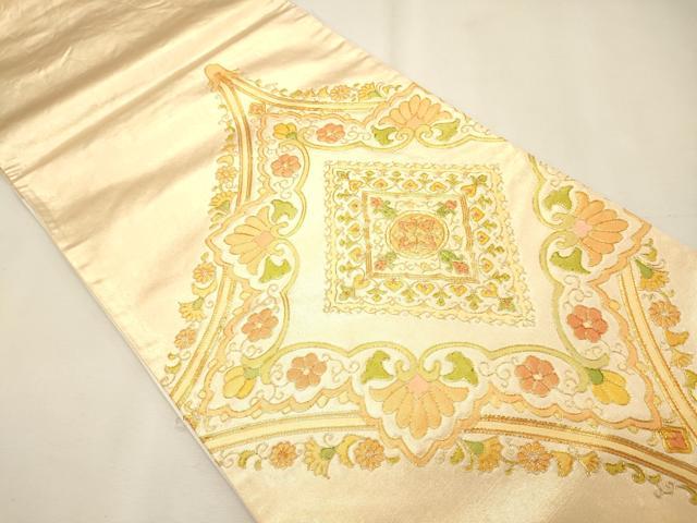 平和屋着物◎六通太鼓柄袋帯 駒刺繍 菱花唐草文 逸品 CAAJ9645oy