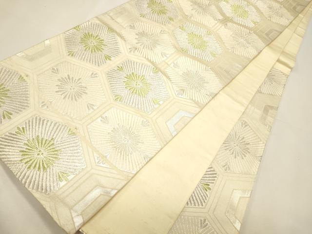 平和屋着物◎六通柄袋帯 亀甲繋松葉文 銀糸 逸品 CAAJ9661oy