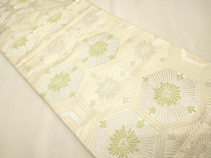 平和屋着物◎六通柄袋帯 亀甲繋松葉文 銀糸 逸品 CAAJ9661oy