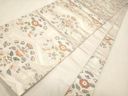 平和屋着物◎六通柄袋帯　向かい鳥亀甲花文　金糸　逸品　CAAJ9670oy