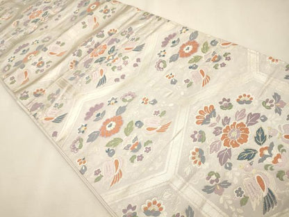 平和屋着物◎六通柄袋帯　向かい鳥亀甲花文　金糸　逸品　CAAJ9670oy