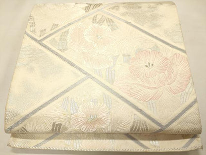 平和屋着物◎六通柄袋帯 檜垣花文 銀糸 逸品 CAAJ9681oy