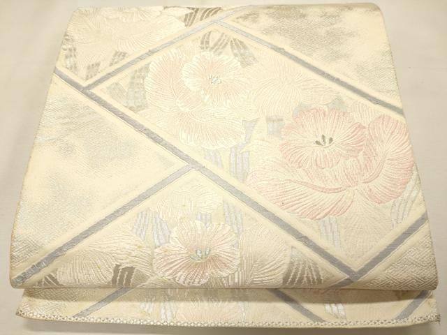 平和屋着物◎六通柄袋帯 檜垣花文 銀糸 逸品 CAAJ9681oy