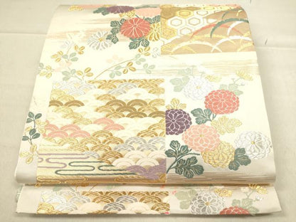 平和屋着物◎六通柄袋帯 唐織名錦遺芳 金銀糸 逸品 CAAJ9712oy