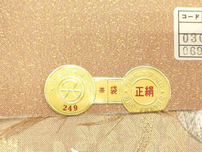 平和屋着物◎西陣 太鼓柄袋帯 色紙重ね飛鶴草花文 金銀糸 逸品 CAAJ9760oy