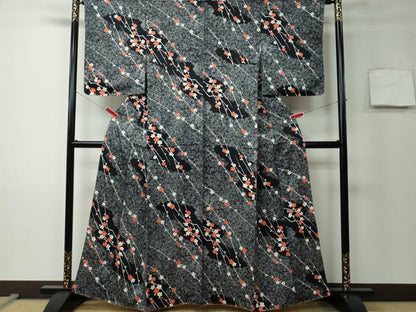 平和屋着物■上質な小紋　枝花文　正絹　逸品　CAAK1220vf