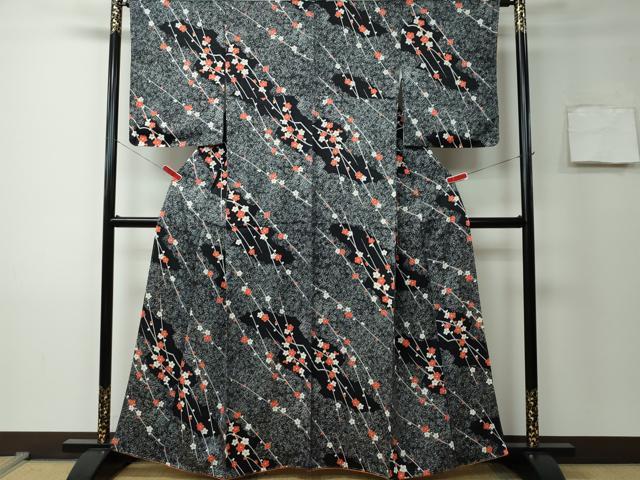 平和屋着物■上質な小紋　枝花文　正絹　逸品　CAAK1220vf