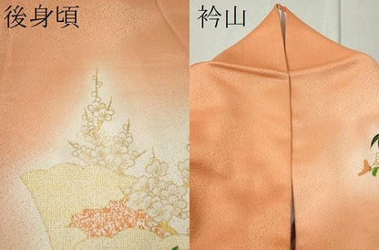 平和屋着物■訪問着　駒刺繍　扇面草花文　暈し染め　金彩　正絹　逸品　CAAK1221vf