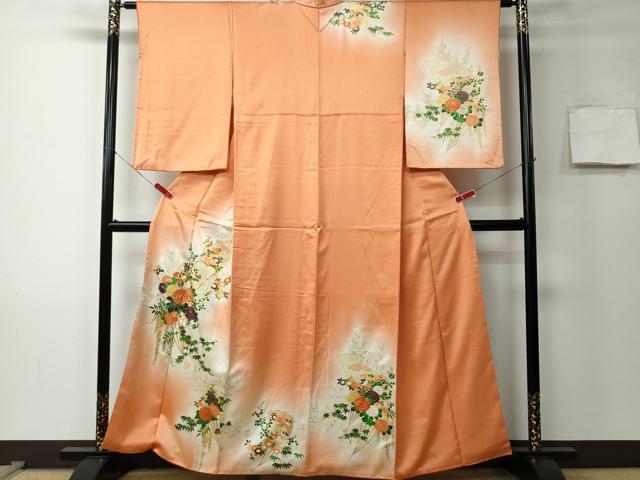 平和屋着物■訪問着　駒刺繍　扇面草花文　暈し染め　金彩　正絹　逸品　CAAK1221vf