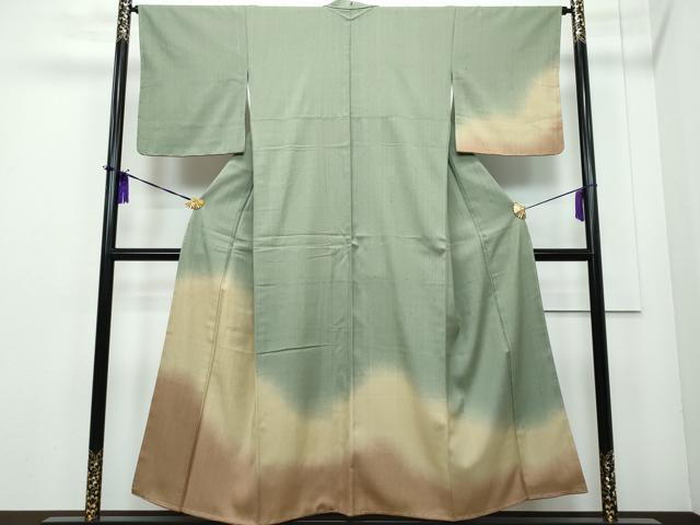 平和屋着物●訪問着　紬地　霞文　正絹　逸品　CAAK4072vf
