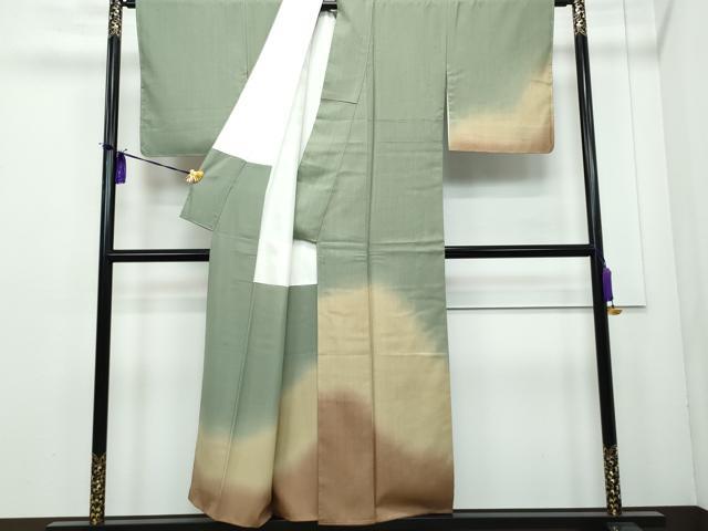 平和屋着物●訪問着　紬地　霞文　正絹　逸品　CAAK4072vf