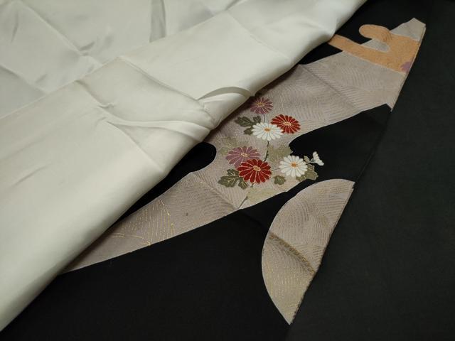 平和屋着物■豪華黒留袖　駒刺繍　エ霞立波飛鶴花文　金彩　正絹　逸品　CAAK6030yc