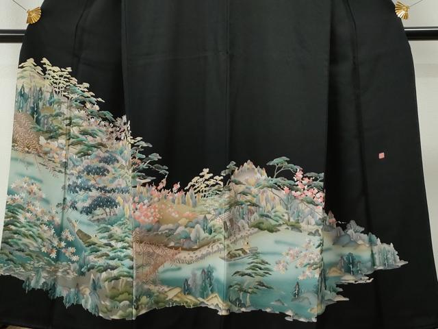 平和屋着物■豪華黒留袖 作家物 人物舟浜松文 正絹 逸品 CAAK6410yc