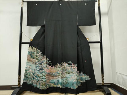 平和屋着物■豪華黒留袖 作家物 人物舟浜松文 正絹 逸品 CAAK6410yc