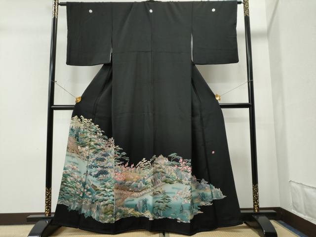 平和屋着物■豪華黒留袖 作家物 人物舟浜松文 正絹 逸品 CAAK6410yc