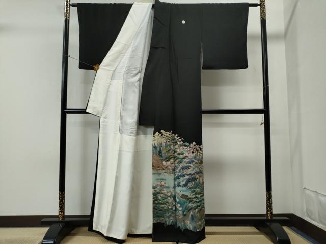 平和屋着物■豪華黒留袖 作家物 人物舟浜松文 正絹 逸品 CAAK6410yc