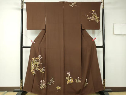 平和屋着物●訪問着 刺繍 草花文 金彩 正絹 逸品 CAAK8365ev